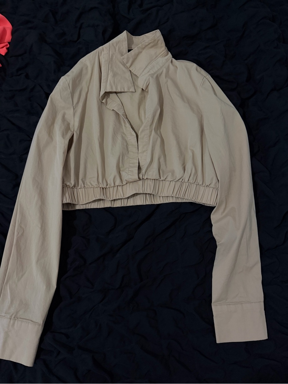 SHEIN Beige Cropped Button-Down Shirt Jacket